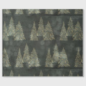 Elegant Gold Fairylight Pine Trees Weihnachten Geschenkpapier (Flach)