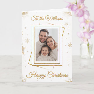 Elegant Gold Family Frame Photo Christmas Card Karte