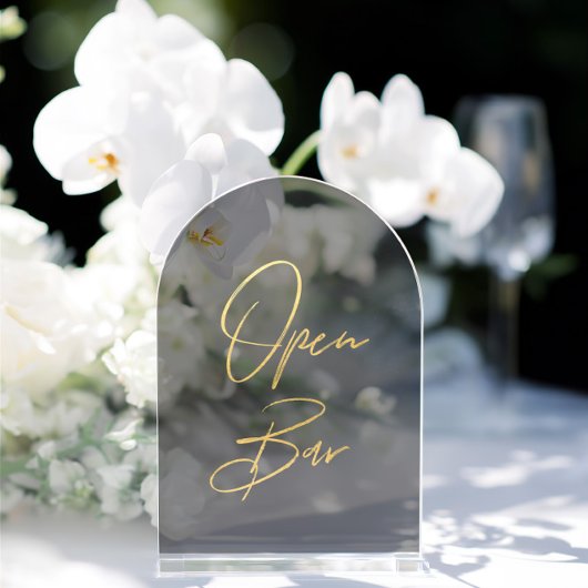 Elegant Gold Faux Foil Arch Acrylic Open Bar Sign Acryleinladungen
