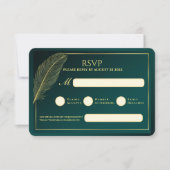 Elegant Gold Feather RSVP Card Template Karte (Vorderseite)