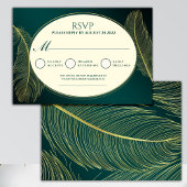 Elegant Gold Feather RSVP Card Template Karte