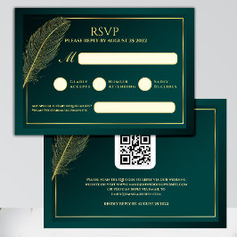 Elegant Gold Feather RSVP Card Template Karte