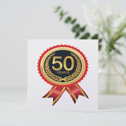 Elegant Gold Fifty Einladung (Stehend Vorderseite)