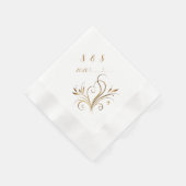 Elegant Gold Filigree & Leaf Flourish Wedding Serviette (Ecke)