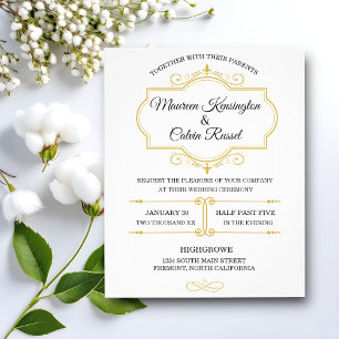 Elegant Gold Filigree on White, Einladung zur Hoch Flyer