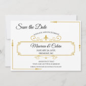 Elegant Gold Filigree on White, Save the Date Einladung (Vorderseite)