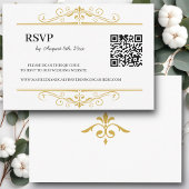 Elegant Gold Filigree on White, UAWG QR Code RSVP Karte