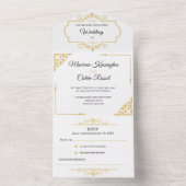 Elegant Gold Filigree on White, Wedding All In One Einladung (Innen Boden)