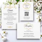 Elegant Gold Filigree on White, Wedding Begleitkarte