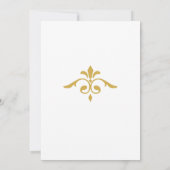Elegant Gold Filigree on White, Wedding Einladung (Rückseite)