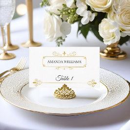 Elegant Gold Filigree on White, Wedding Platzkarte