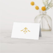 Elegant Gold Filigree on White, Wedding Platzkarte (Rückseite)