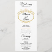 Elegant Gold Filigree on White Wedding Program Menükarte (Vorderseite)