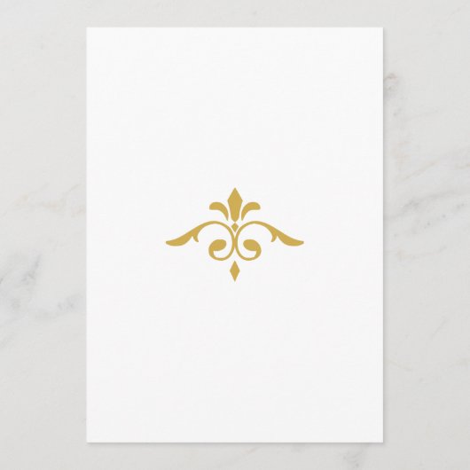 Elegant Gold Filigree on White, Wedding Timeline Programm (Rückseite)