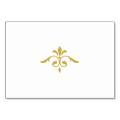 Elegant Gold Filigree on White, Wedding Tischnummer (Rückseite)