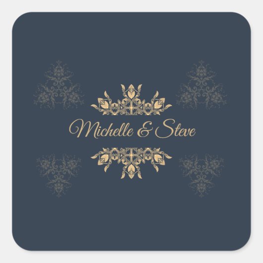 Elegant Gold Filigree Personalized Name Stickers (Vorderseite)