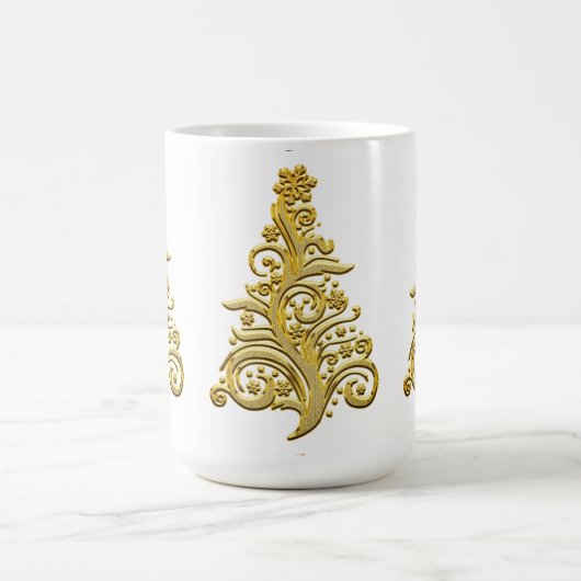 Elegant Gold Filigree Weihnachtsbaum Kaffeetasse (Mittel)