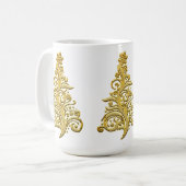 Elegant Gold Filigree Weihnachtsbaum Kaffeetasse (Vorderseite Links)