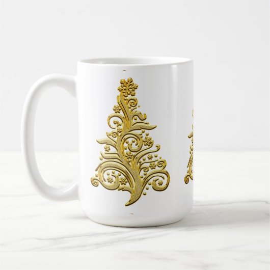 Elegant Gold Filigree Weihnachtsbaum Kaffeetasse (Links)