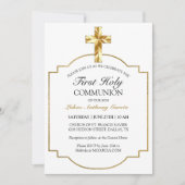 Elegant Gold First Holy Communion Einladung (Vorderseite)
