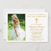 Elegant Gold First Holy Communion Photo Einladung (Vorderseite)