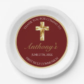 Elegant Gold First Holy Communion Vielen Dank Pappteller (Vorderseite)