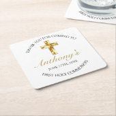 Elegant Gold First Holy Communion Vielen Dank Rechteckiger Pappuntersetzer (angewinkelt)