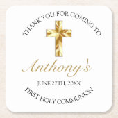 Elegant Gold First Holy Communion Vielen Dank Rechteckiger Pappuntersetzer (Vorderseite)