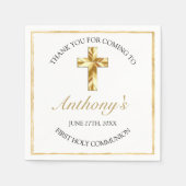 Elegant Gold First Holy Communion Vielen Dank Serviette (Vorderseite)