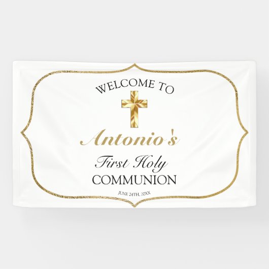 Elegant Gold First Holy Community Willkommen Banner (Horizontal)