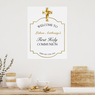 Elegant Gold First Holy Community Willkommenszeich Poster