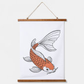 Elegant Gold Fish Decorative Wall Hanging Tapestry Wandteppich Mit Holzrahmen (Vorderseite)