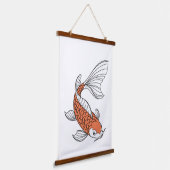 Elegant Gold Fish Decorative Wall Hanging Tapestry Wandteppich Mit Holzrahmen (Gewinkelt)