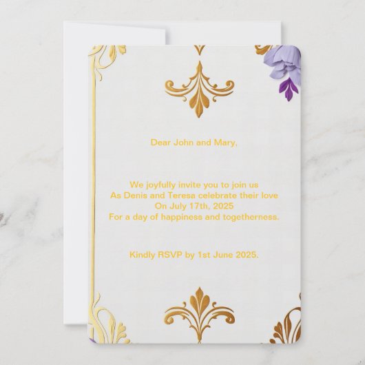 Elegant Gold Fleur-de-Lis Einladung (Vorderseite)