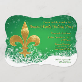 Elegant Gold Fleur Green Holiday Einladung