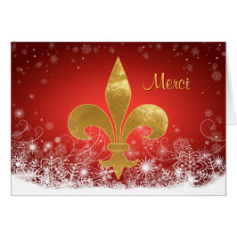 Elegant Gold Fleur Red Holiday "Merci" Vielen Dank