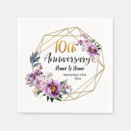 Elegant Gold Floral 10-Jahres-Jubiläum Serviette