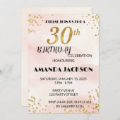 Elegant Gold Floral 30th Birthday Invitation Einladung (Vorne/Hinten)