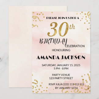 Elegant Gold Floral 30th Birthday Invitation Einladung