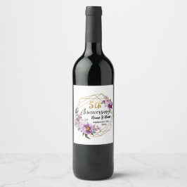 Elegant Gold Floral 5-Jahres-Jubiläum Weinetikett