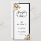 Elegant Gold Floral 60th Birthday Program Menu Einladung (Vorderseite)