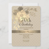 Elegant Gold Floral 70. Geburtstag Einladung (Vorderseite)