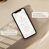 Elegant Gold Floral Baptism Invitation Einladung