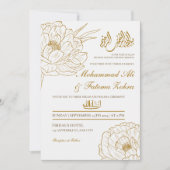 Elegant Gold Floral Bismillah White Modern Nikah Einladung (Vorderseite)