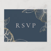 Elegant Gold Floral Botanical Wedding RSVP Einladungspostkarte (Vorderseite)