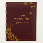 Elegant Gold Floral Burgundy Wedding Planer (Vorderseite)