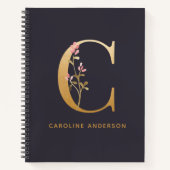 Elegant Gold Floral C Monogram Chic Personalisiert Notizblock (Vorderseite)