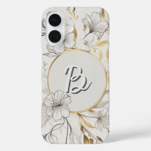 Elegant Gold Floral Chic Botanical Design iPhone 16 Hülle