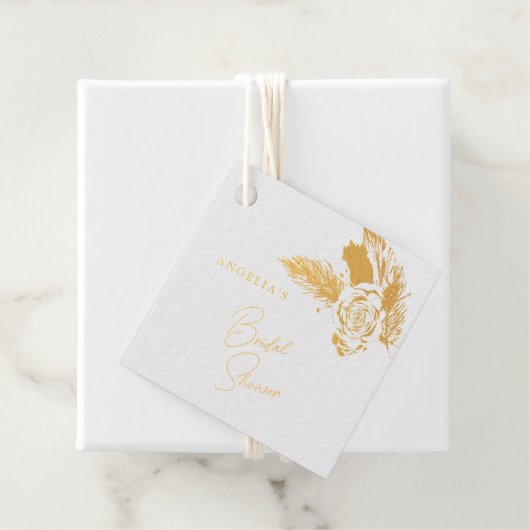 Elegant Gold Floral Composition Foil Gift Tag (Mit Box)