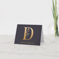 Elegant Gold Floral D Monogram Chic Personalisiert
